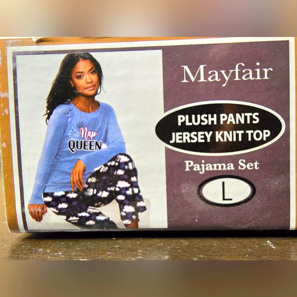 Mayfair Pajama Set, Size L, Blue and Pink